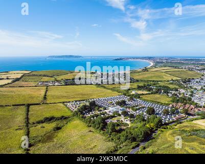 Vue aérienne de Preston et Weymouth depuis Osmington Hill, Dorset, Angleterre Banque D'Images