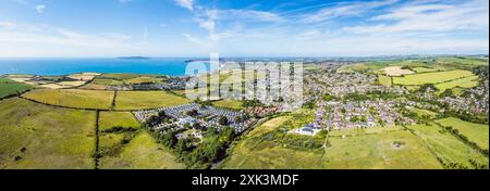 Vue aérienne de Preston et Weymouth depuis Osmington Hill, Dorset, Angleterre Banque D'Images