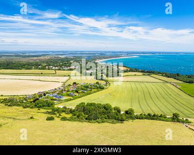 Ballard Cliff sur Studland depuis un drone, Jurassic Coast, Dorset Coast, Poole, Angleterre Banque D'Images