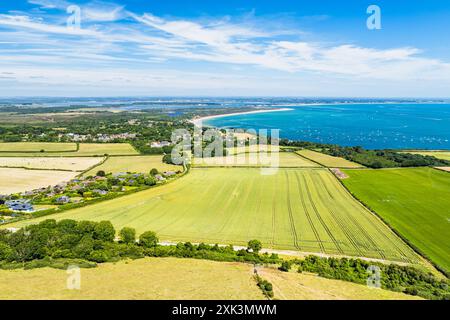 Ballard Cliff sur Studland depuis un drone, Jurassic Coast, Dorset Coast, Poole, Angleterre Banque D'Images