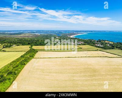 Ballard Cliff sur Studland depuis un drone, Jurassic Coast, Dorset Coast, Poole, Angleterre Banque D'Images