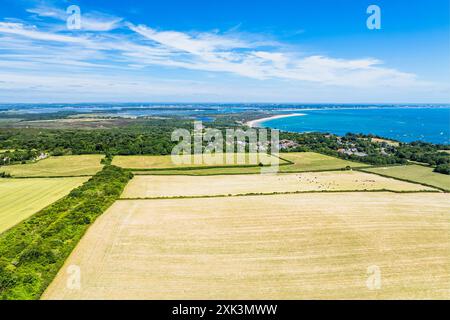 Ballard Cliff sur Studland depuis un drone, Jurassic Coast, Dorset Coast, Poole, Angleterre Banque D'Images