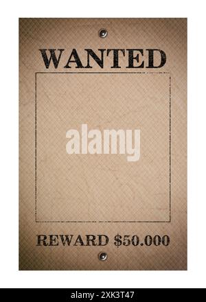 Poster voulait isolé sur blanc. Espace pour le design Banque D'Images