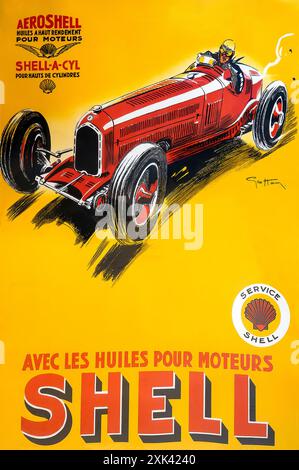 Publicité huile moteur vintage en langue française Banque D'Images