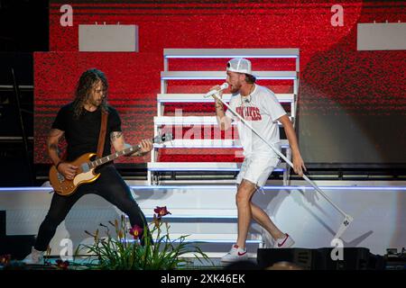 Twin Lakes, États-Unis. 20 juillet 2024. Bailey Zimmerman pendant le Country Thunder Music Festival le 20 juillet 2024, à Twin Lakes, Wisconsin (photo de Daniel DeSlover/Sipa USA) crédit : Sipa USA/Alamy Live News Banque D'Images