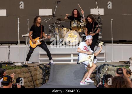 Twin Lakes, États-Unis. 20 juillet 2024. Bailey Zimmerman pendant le Country Thunder Music Festival le 20 juillet 2024, à Twin Lakes, Wisconsin (photo de Daniel DeSlover/Sipa USA) crédit : Sipa USA/Alamy Live News Banque D'Images