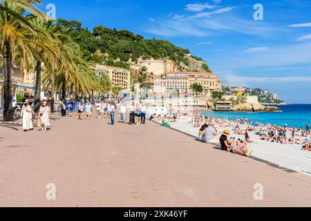 Promenade populaire en bord de mer, la Promenade des Anglais, Nice, Provence-Alpes-Côte d'Azur, Alpes-Maritimes, France Banque D'Images