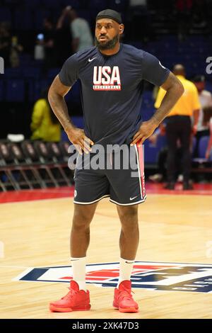 Londres, Royaume-Uni. 20 juillet 2024. LeBron JamesTeam USA lors du match amical international de basket-ball entre les États-Unis et le Soudan du Sud le 20 juillet 2024 à O2 Arena à Londres, Royaume-Uni. Photo de Laurent Lairys/ABACAPRESS. COM Credit : Abaca Press/Alamy Live News Banque D'Images