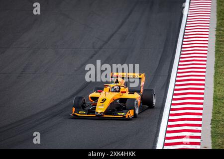 09 DUNNE Alex (irl), MP Motorsport, Dallara F3 2019, action lors de la 8ème manche du Championnat FIA de formule 3 2024 du 19 au 21 juillet 2024 sur le Hungaroring, à Mogyorod, Hongrie - photo Xavi Bonilla / DPPI Banque D'Images