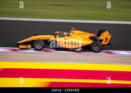 09 DUNNE Alex (irl), MP Motorsport, Dallara F3 2019, action lors de la 8ème manche du Championnat FIA de formule 3 2024 du 19 au 21 juillet 2024 sur le Hungaroring, à Mogyorod, Hongrie - photo Xavi Bonilla / DPPI Banque D'Images