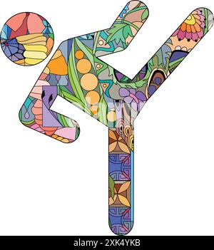 Dessin artistique peint à la main. Icône d'illustration dessinée à la main TAERKWONDO pour t-shirt et autre décoration Illustration de Vecteur