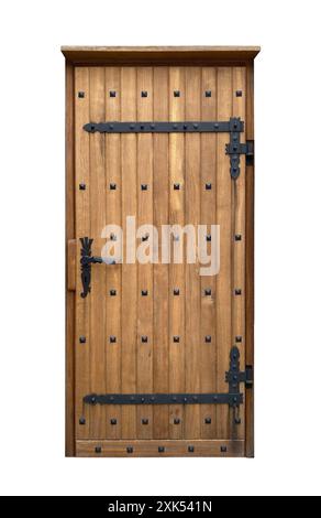 Vieille porte en bois isolé sur fond blanc Banque D'Images