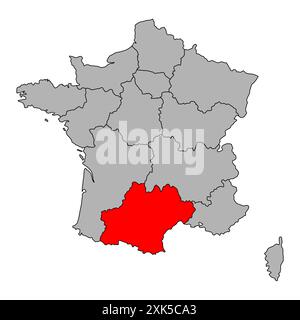 Occitanie de la France forme de symbole de carte, vecteur de symbole d'icône de concept plat de web de voyage. Illustration de Vecteur