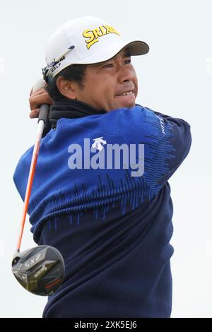 Troon, South Ayrshire, Écosse, Royaume-Uni. 21 juillet 2024 ; Royal Troon Golf Club, Troon, South Ayrshire, Écosse ; The Open Championship final Round ; Hideki Matsuyama sur le 15e tee Credit : action plus Sports images/Alamy Live News Banque D'Images