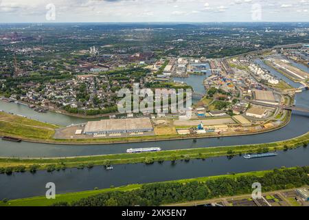 Luftbild, Duisburg-Nord, Duisport Hafen Duisburg mit Ölinsel, Kohleninsel und Schrottinsel, Ortsteil Ortsansicht Ruhrort, Fernsicht und blauer Himmel mit Wolken, Ruhrort, Duisburg, Ruhrgebiet, Rhénanie-du-Nord-Westphalie, Deutschland ACHTUNGxMINDESTHONORARx60xEURO *** vue aérienne, Duisburg Nord, Duisport port port Duisburg avec île pétrolière, île charbonnière et île ferraille, vue de district Ruhrort, vue lointaine et ciel bleu avec nuages, Ruhrort, Duisburg, région de la Ruhr, Rhénanie-du Nord-Westphalie, Allemagne ATTENTIONxMINDESTHONORARx60xEURO Banque D'Images