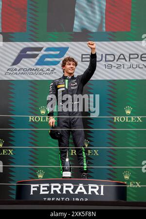 Mogyorod, Hongrie. 21 juillet 2024. ANTONELLI Andrea Kimi (ita), Prema Racing, Dallara F2 2024, portrait, podium lors de la 9ème manche du Championnat FIA de formule 2 2024 du 19 au 21 juillet 2024 sur le Hungaroring, à Mogyorod, Hongrie - photo DPPI crédit : DPPI Media/Alamy Live News Banque D'Images