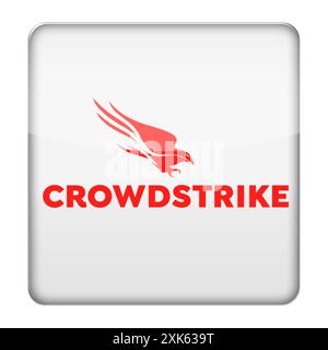 Bouton du logo CrowdStrike Cybersecurity solutions Banque D'Images
