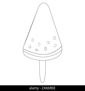 Illustration amusante et simple de popsicle de pastèque pour la coloration. Parfait pour les enfants et les adultes à profiter pendant l'été. Illustration de Vecteur