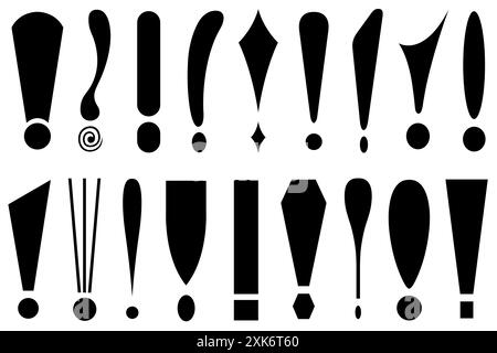 Ensemble de différents signes en point d'exclamation isolés sur blanc Banque D'Images
