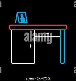 Vecteur de bureau sur l'icône de fond noir. Enseigne de bureau. Symbole graphique pour meubles, conception de site Web et d'applications, logo, application, interface utilisateur Illustration de Vecteur