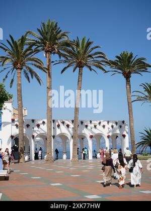 Plaza balcon de Europa, Nerja, Costa del sol, Andalousie, Espagne Banque D'Images