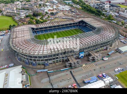 Édimbourg, Royaume-Uni. 20 juillet 2024. Vue générale au-dessus du Scottish Gas Murrayfield Stadium, Édimbourg, Écosse, Royaume-Uni le 20 juillet 2024 crédit : Every second Media/Alamy Live News Banque D'Images