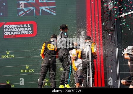 Podium de la course lors de Raceday le dimanche 21 juillet, du Grand Prix de Hongrie de formule 1 2024, prévu sur Hungaroring Track à Mogyorod, Budapest, Hongrie, du 19 au 21 juillet 2024 Banque D'Images