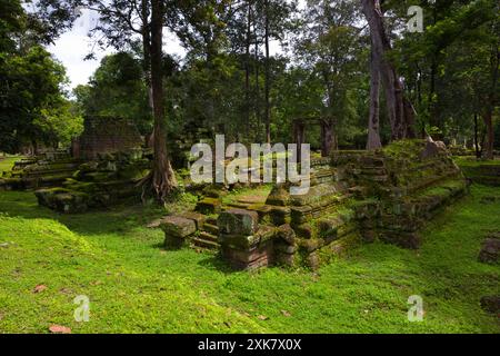 Ruines près de Phimeanakas ( Prasat Phimean Akas, 'temple céleste') ou Vimeanakas (Khmer : Prasat Vimean Akas) à Angkor, Cambodge, est un temple hindou Banque D'Images