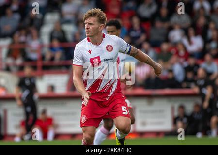 Carl Piergianni pendant le match en jouant pour le Stevenage FC Banque D'Images