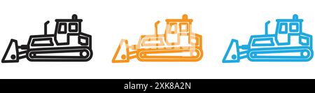 Collection de logo de vecteur d'icône de bulldozer ou groupe de pack de paquet Illustration de Vecteur