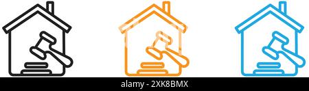 Collection d'ensemble de logo de vecteur d'icône d'enchère immobilière ou groupe de pack groupé Illustration de Vecteur