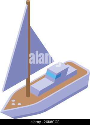 Petit yacht à voile naviguant sur une mer calme par une belle journée ensoleillée Illustration de Vecteur