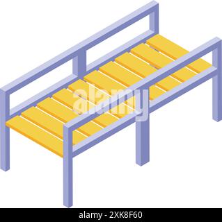 Pont piétonnier en bois avec garde-corps en métal traversant l'icône isométrique d'obstacle isolé sur fond blanc Illustration de Vecteur