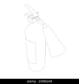 Conception vectorielle d'icône d'extincteur de contour sur fond blanc. Icône de contour isolée sur blanc. Protection incendie, sécurité. Vue isométrique Illustration de Vecteur