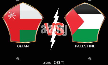 Oman vs Palestine Soccer match de football avec fond noir et versus Flags Illustration de Vecteur