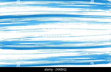Fond abstrait marin avec des rayures bleues aquarelle sur fond blanc Banque D'Images