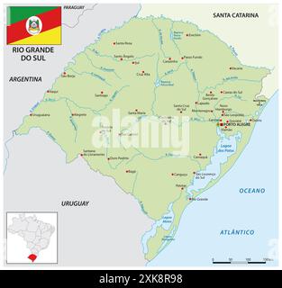 Carte de l'état brésilien du Rio Grande do Sul Banque D'Images