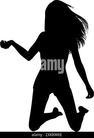 Femme mystérieuse abstraite, silhouette expressive noire en pleine longueur. Silhouette féminine noire isolée. Illustration de Vecteur