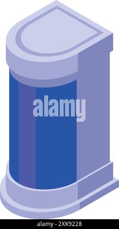 Kiosque moderne d'affichage d'informations publiques de lumière bleue montrant des informations importantes Illustration de Vecteur