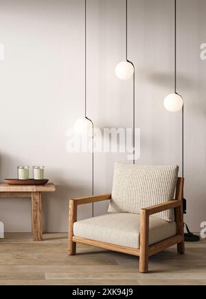 Une vision contemporaine du design intérieur des couloirs, mettant l'accent sur le bois et les détails artisanaux. rendu 3d. Illustration 3D de haute qualité Banque D'Images