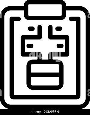 Icône de ligne d'un dossier médical, représentant le processus d'une transfusion sanguine Illustration de Vecteur