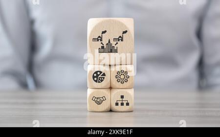 Wooden blocks with symbol of bpo concept Banque D'Images
