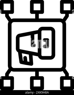 Système de marketing de réseau diffusant des informations en utilisant mégaphone, concept de stratégie de marketing numérique Illustration de Vecteur