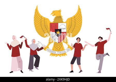 Pancasila jour de célébration jeune diversité rouge et blanc unité dans la diversité jeunesse patriotique indonésienne Illustration de Vecteur