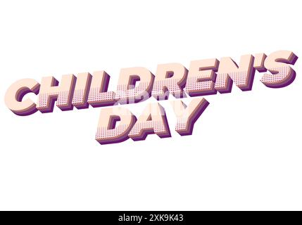 Journée des enfants. Conception d'effet de texte dans de bonnes couleurs avec un style 3D. Illustration de Vecteur