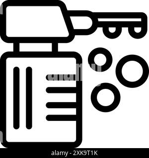 Icône de ligne d'une machine de soufflage de bulles de savon faisant des bulles de savon rondes, pour des concepts de fête ou d'enfance Illustration de Vecteur