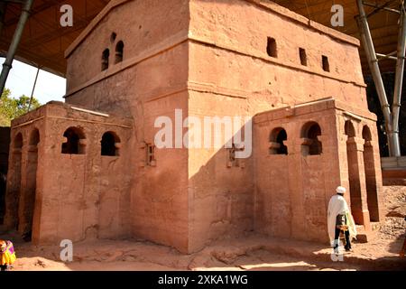 Ethiopie. Lalibela, le nord de l'Ethiopie célèbre pour ses églises monolithiques taillées dans la roche. Lalibela est l'une des villes les plus saintes d'Éthiopie et un centre Banque D'Images