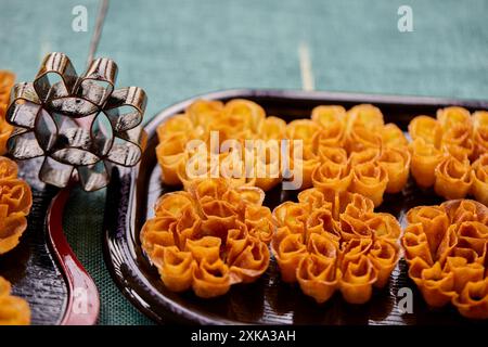 Biscuits thaïlandais en nid d'abeilles sur l'assiette Banque D'Images