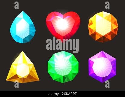 Jeu de pierres précieuses brillantes Illustration de Vecteur
