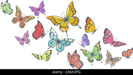 Papillons volants colorés Illustration de Vecteur